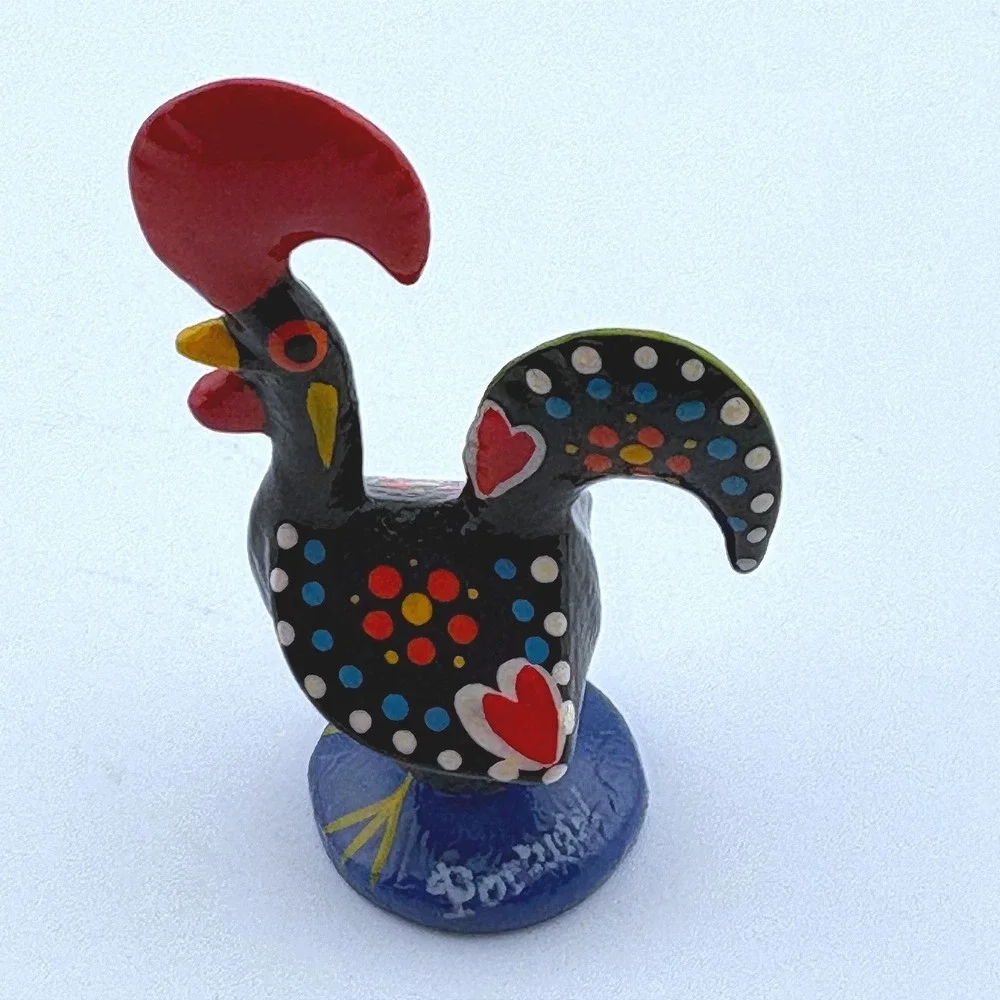 Galo de Barcelos Portuguese Rooster‎ Figurine Hand Painted Folk Art Good Luck